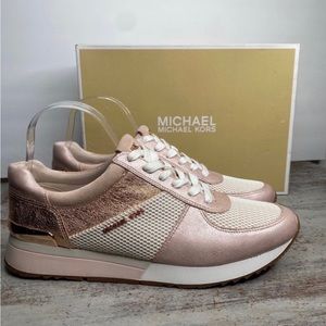 Michael Kors Allie Trainer Leather Sneakers Shoes size 10 leather.
